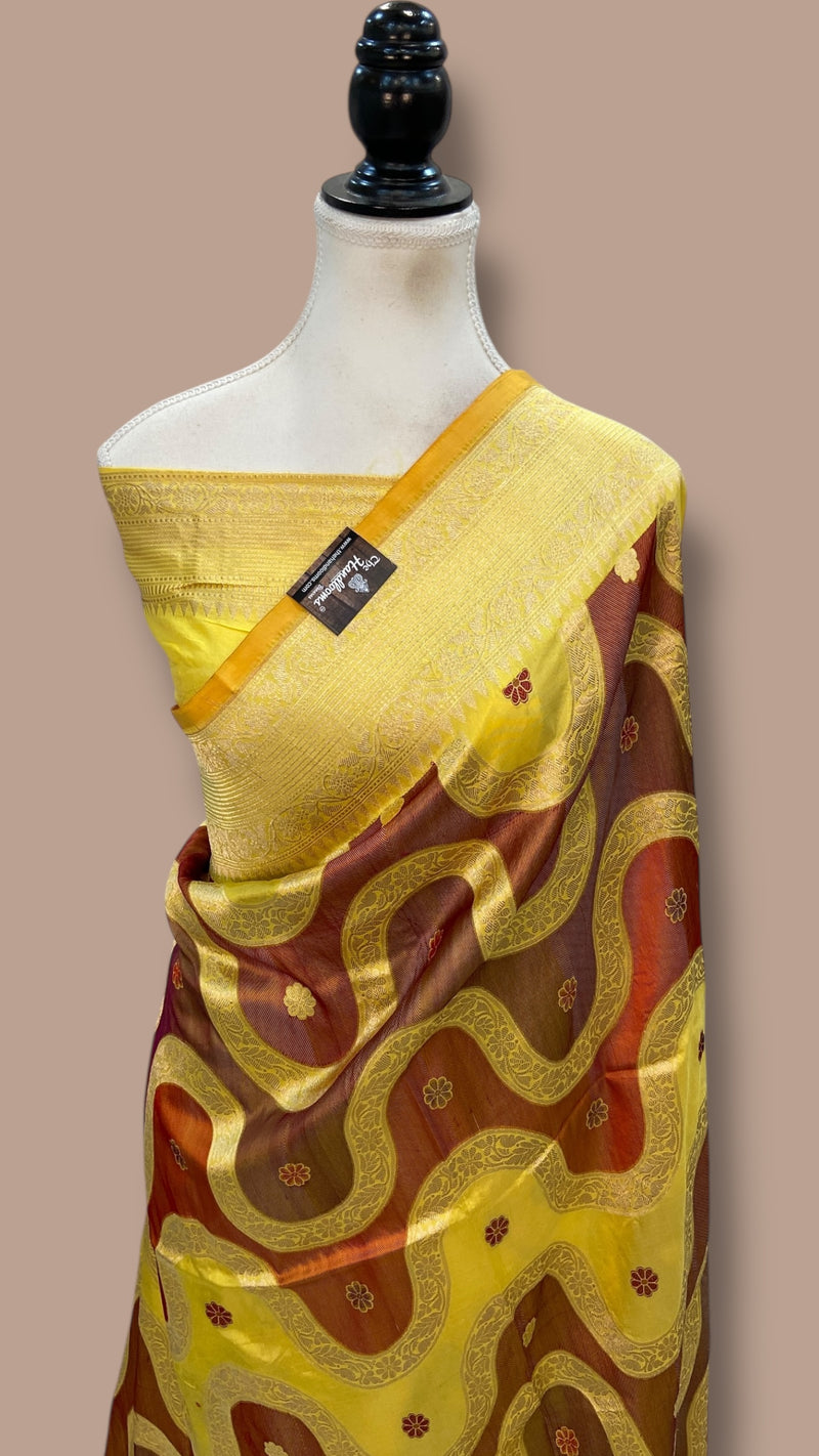 Pure Katan Silk Banarasi Handloom Saree - All Over Meenakari kadiyal Jaal Work