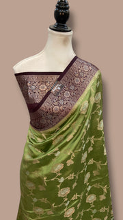 Pure Mango Silk Banarasi Handloom Saree - The Handlooms