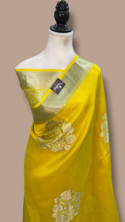 Yellow Pure Kora Handloom Banarasi Saree - The Handlooms