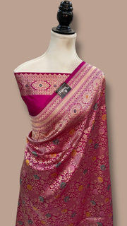 Regal Pure Katan Silk Banarasi Saree – Handwoven Tanchui Brocade with Meenakari Work - The Handlooms