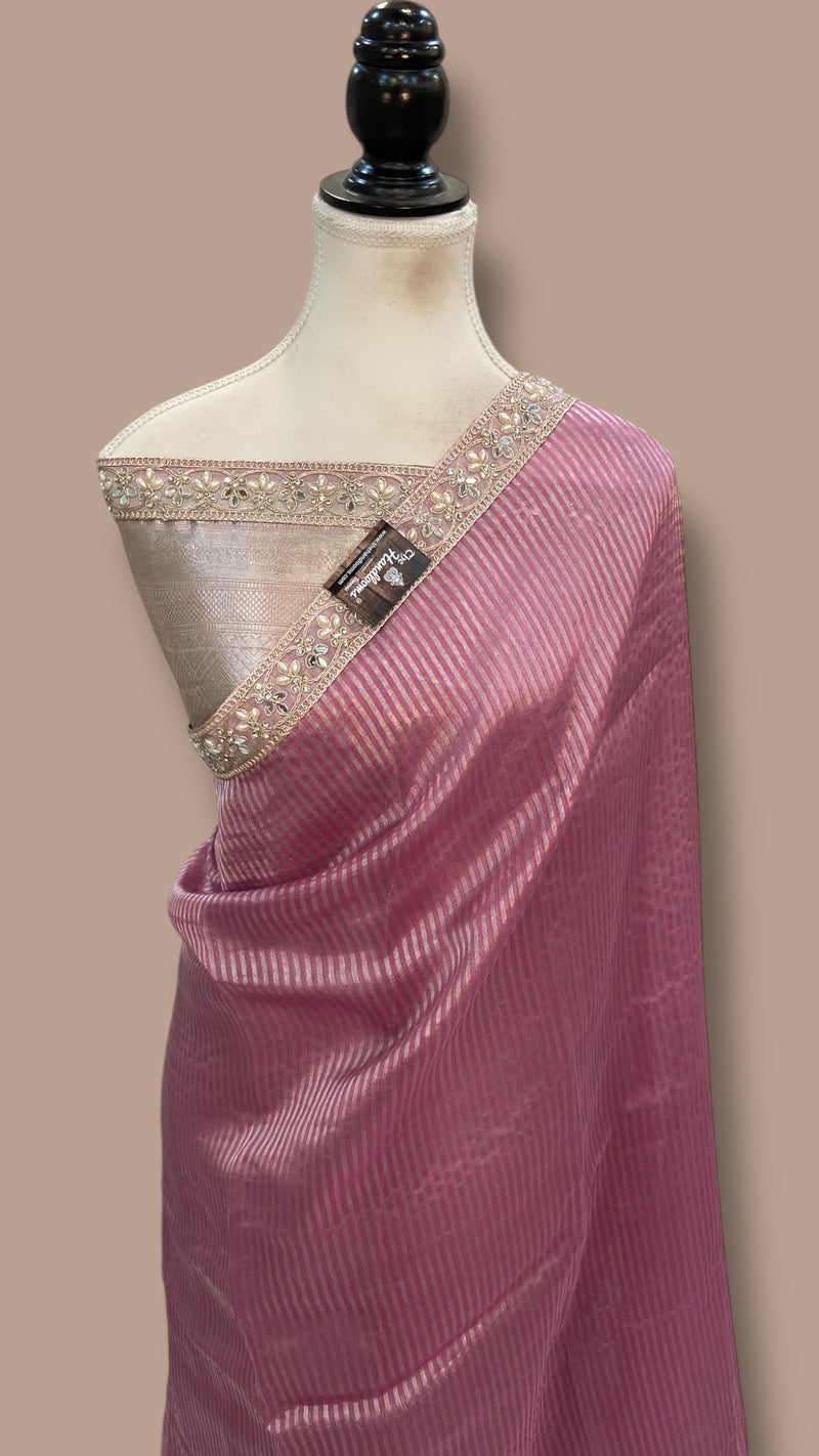 Pure Kora Tissue Handloom Banarasi Saree With Lace