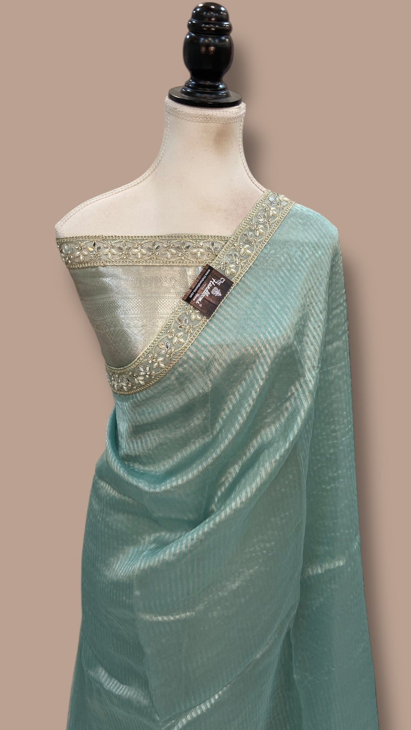 Pure Kora Tissue Handloom Banarasi Saree With Lace