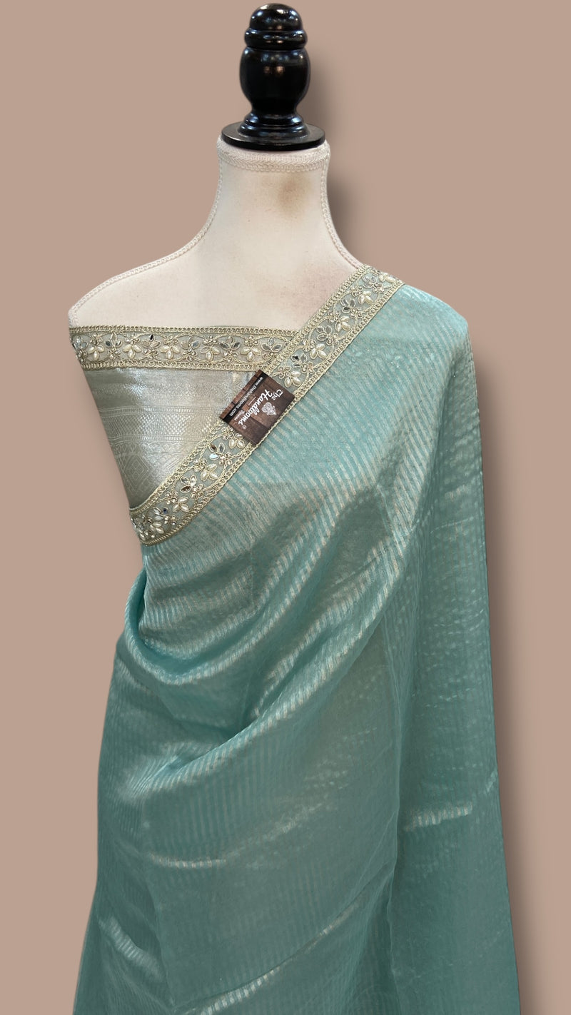 Pure Kora Tissue Handloom Banarasi Saree With Lace