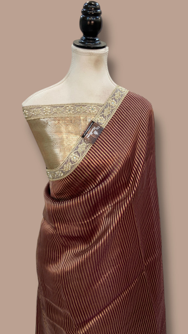 Pure Kora Tissue Handloom Banarasi Saree With Lace