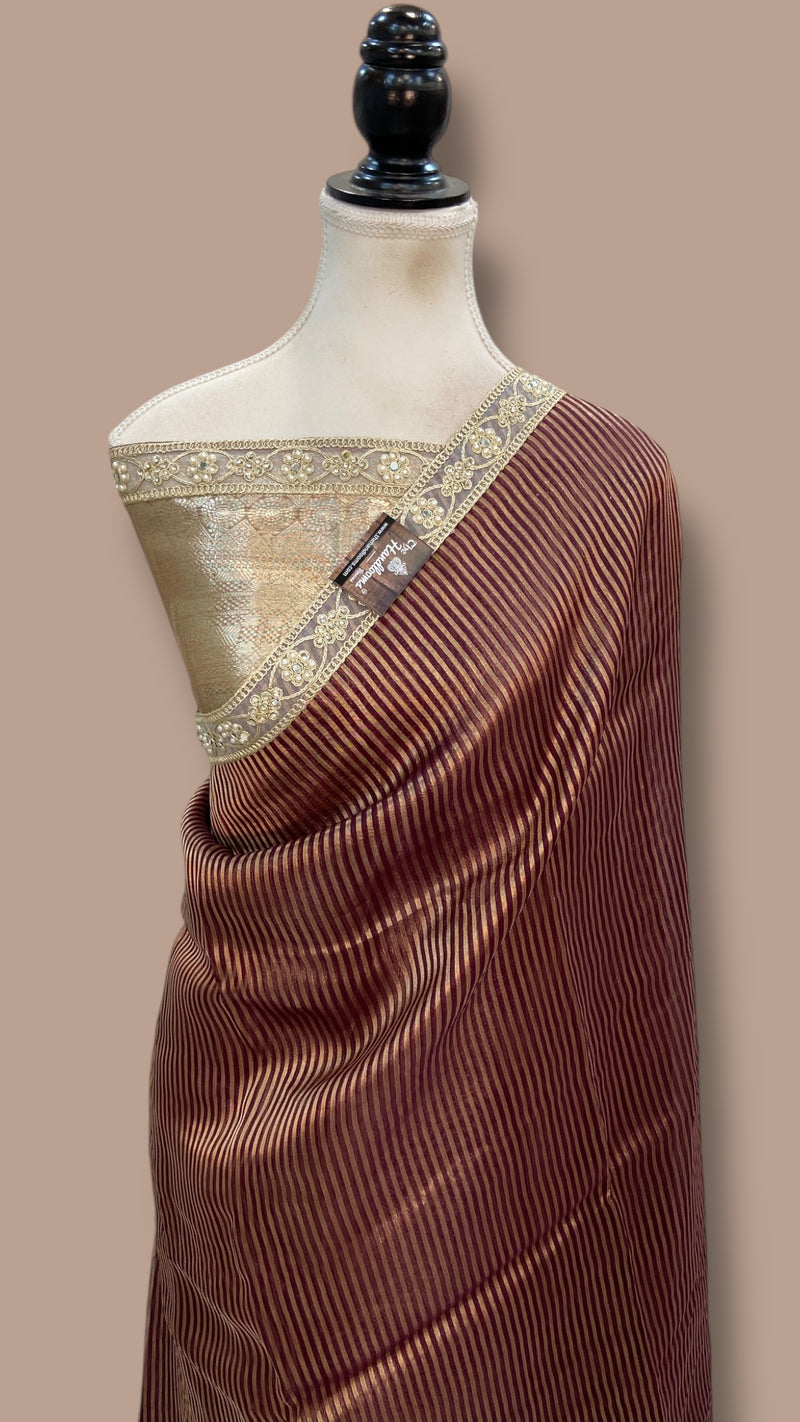 Pure Kora Tissue Handloom Banarasi Saree With Lace