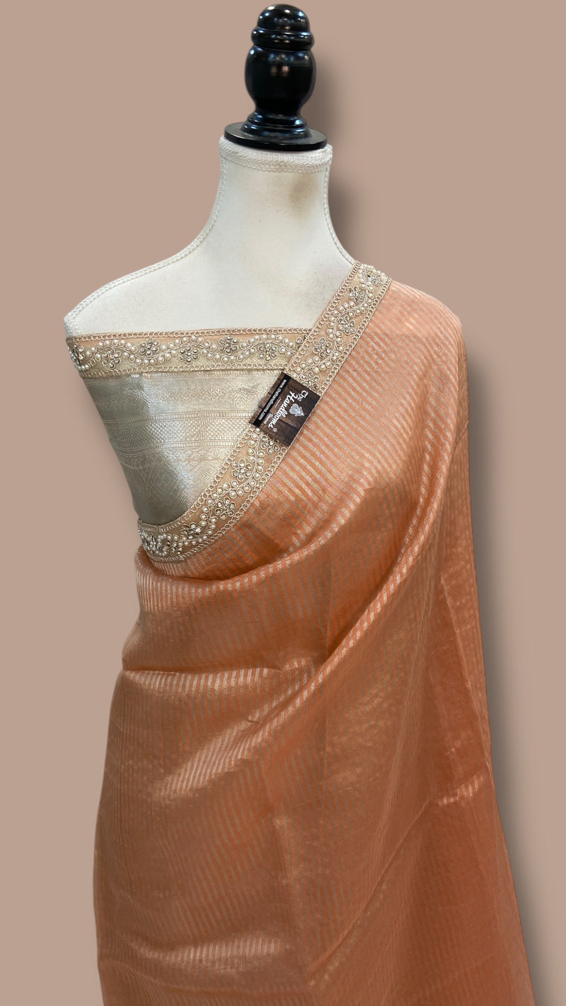Pure Kora Tissue Handloom Banarasi Saree With Lace