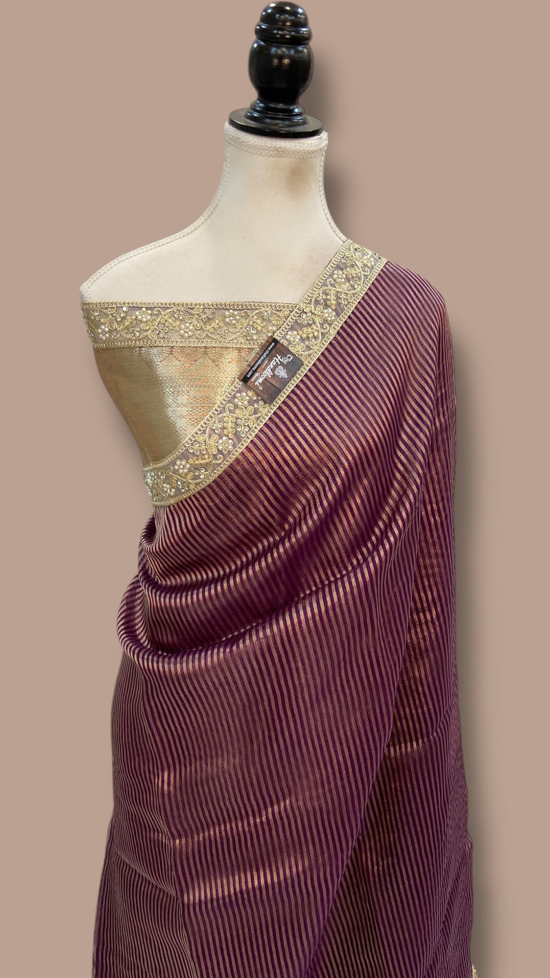 Pure Kora Tissue Handloom Banarasi Saree With Lace