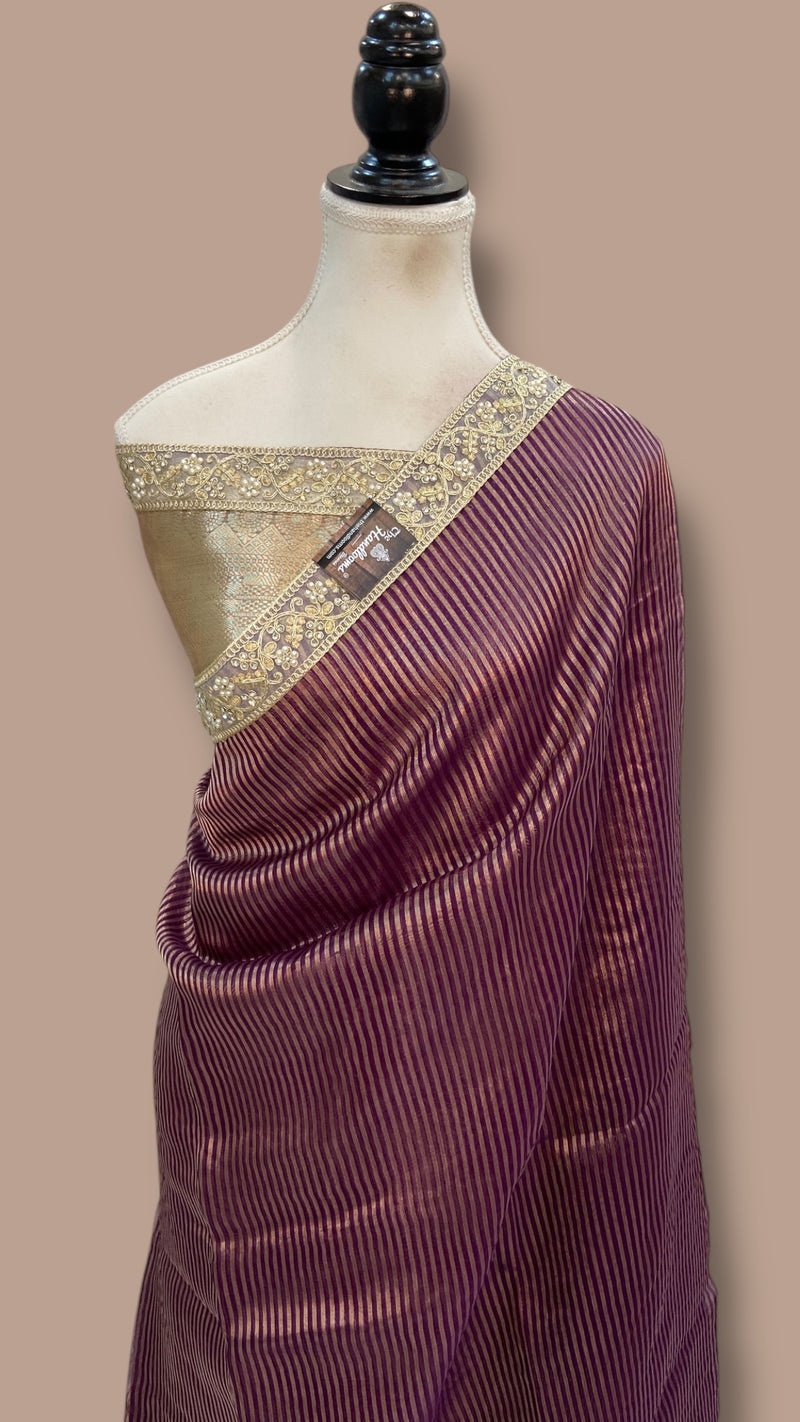 Pure Kora Tissue Handloom Banarasi Saree With Lace