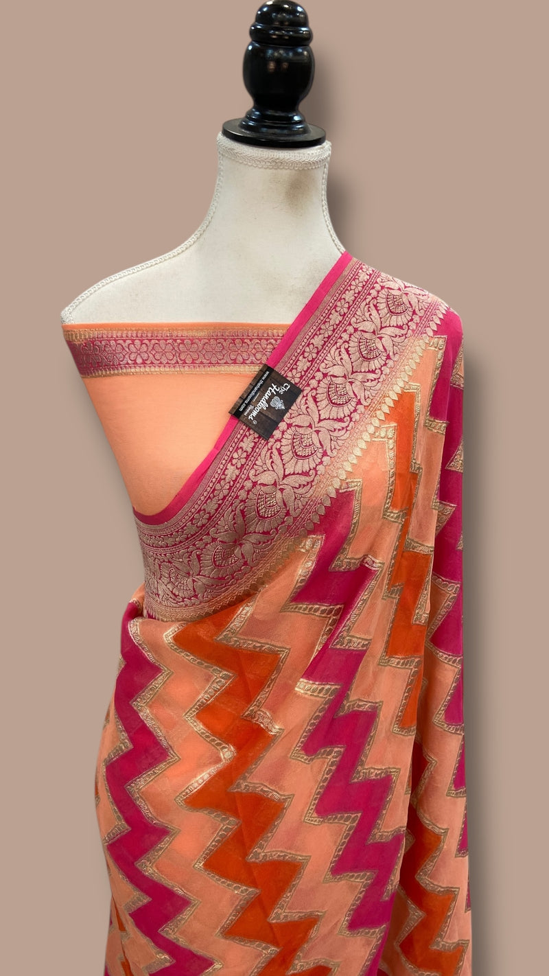 Khaddi Georgette Handloom Banarasi Saree - The Handlooms