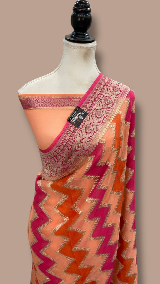 Khaddi Georgette Handloom Banarasi Saree - The Handlooms