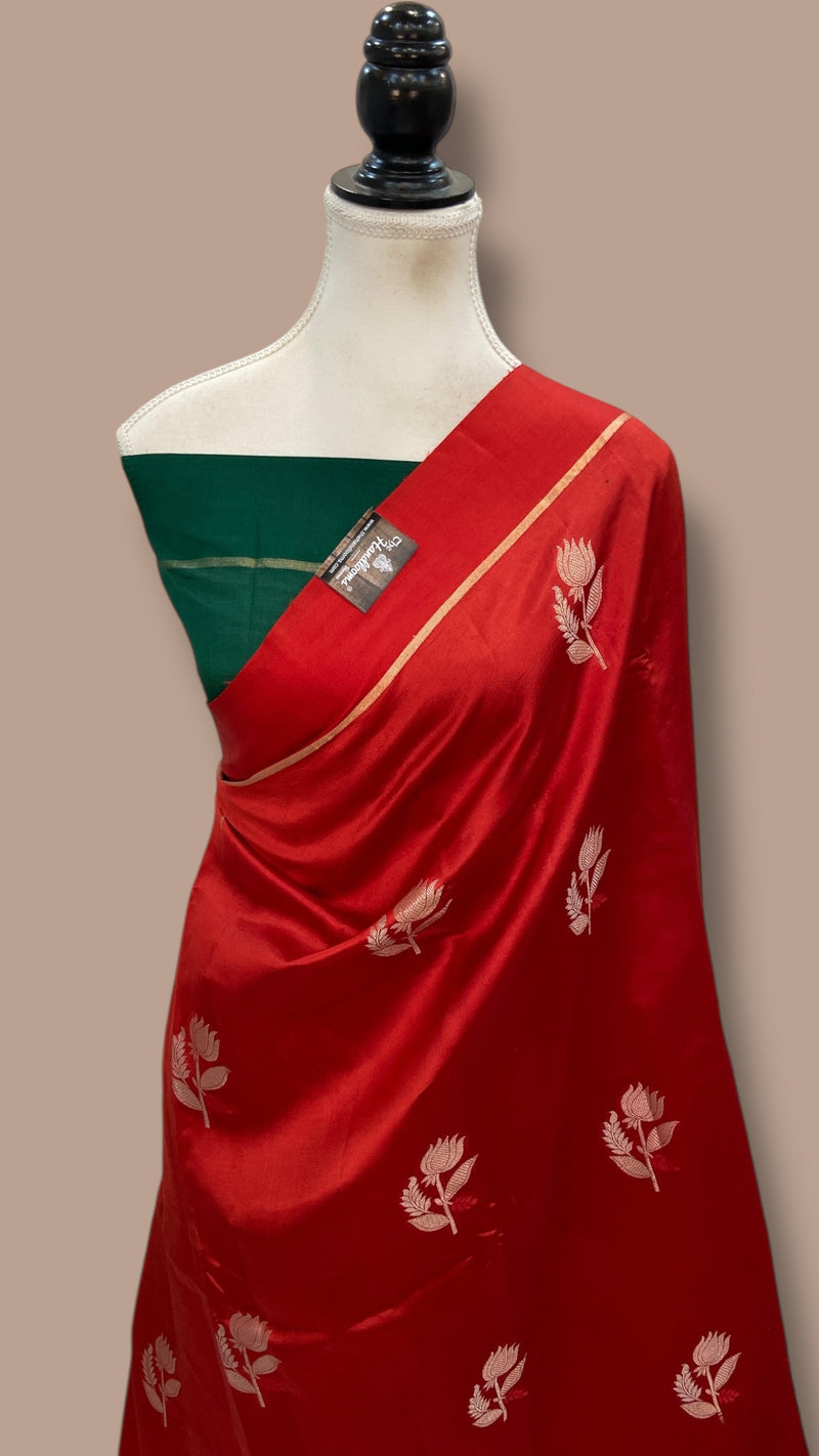 Pure Mango Silk Banarasi Handloom Saree - The Handlooms