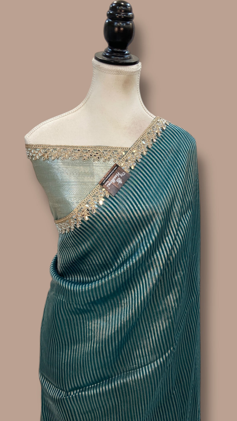 Pure Kora Tissue Handloom Banarasi Saree With Lace
