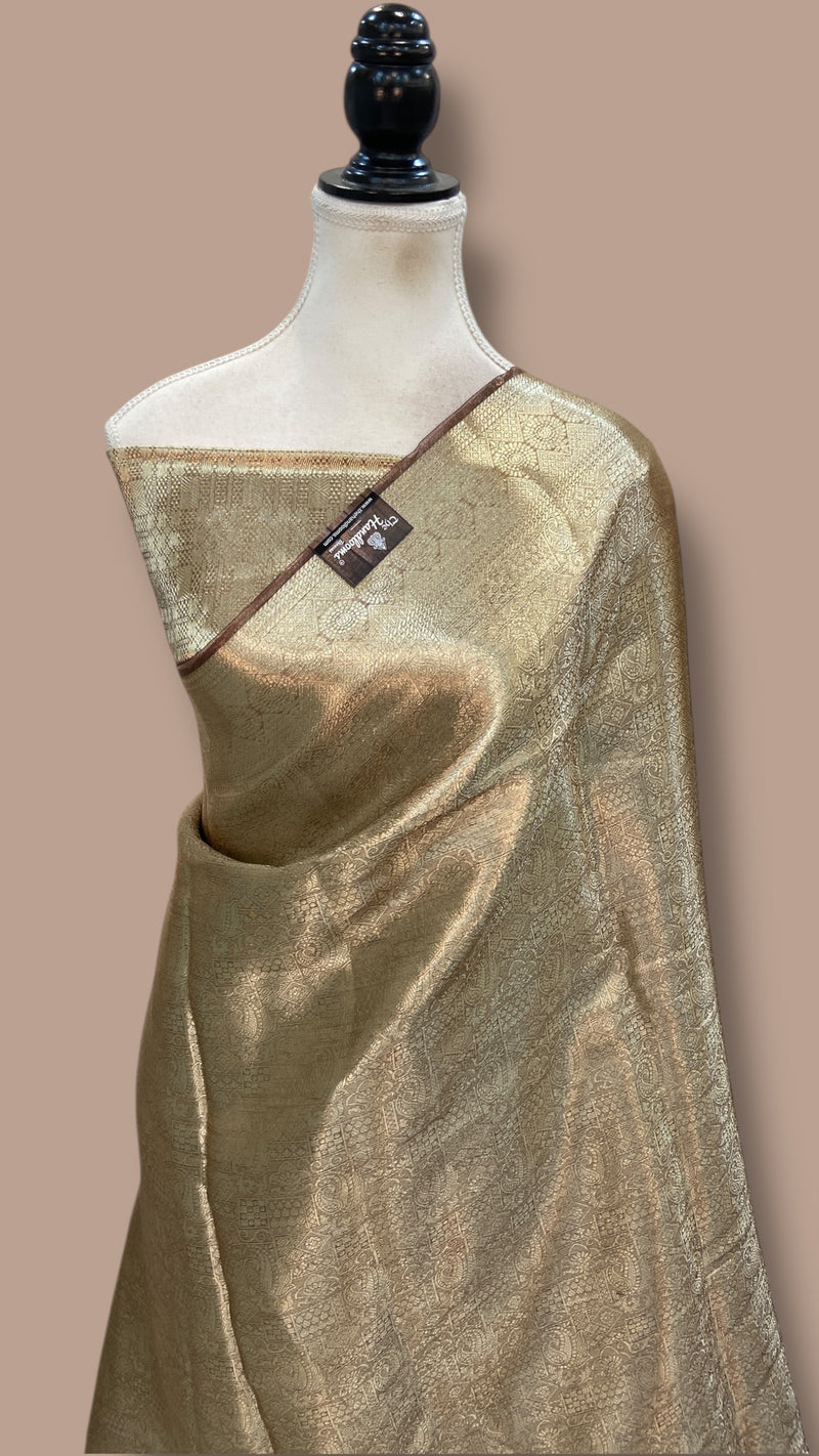 Pure Kora Tissue Tanchui Handloom Banarasi Saree - The Handlooms