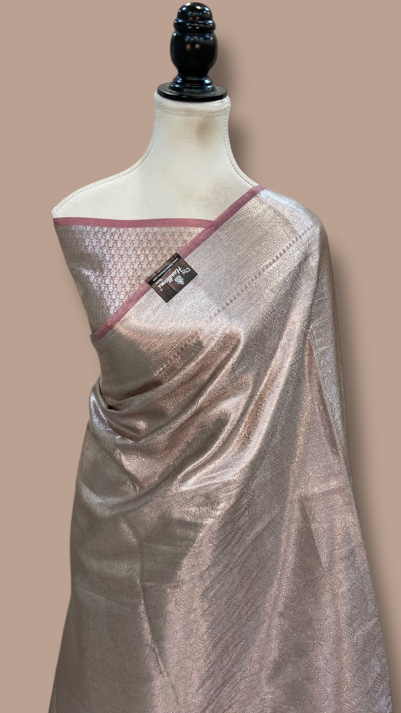 Pure Kora Tissue Tanchui Handloom Banarasi Saree - The Handlooms
