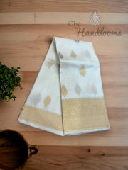 White Pure Kora Handloom Banarasi Saree - The Handlooms