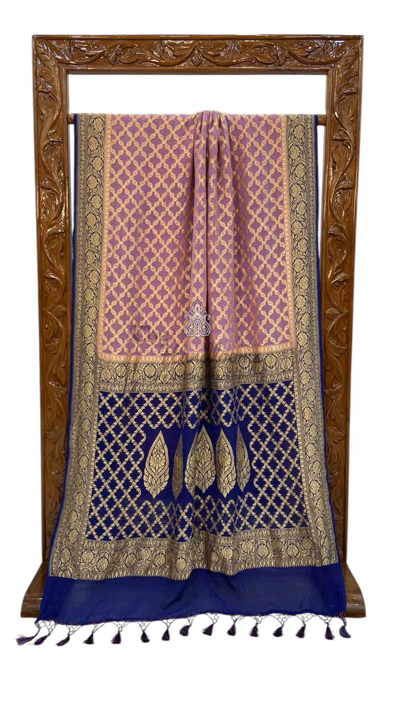 Pure Khaddi Georgette Banarasi Saree -  Gold zari - The Handlooms