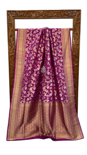 Pure Katan Silk Banarasi Handloom Saree - All over Sona Roopa Jaal work - The Handlooms