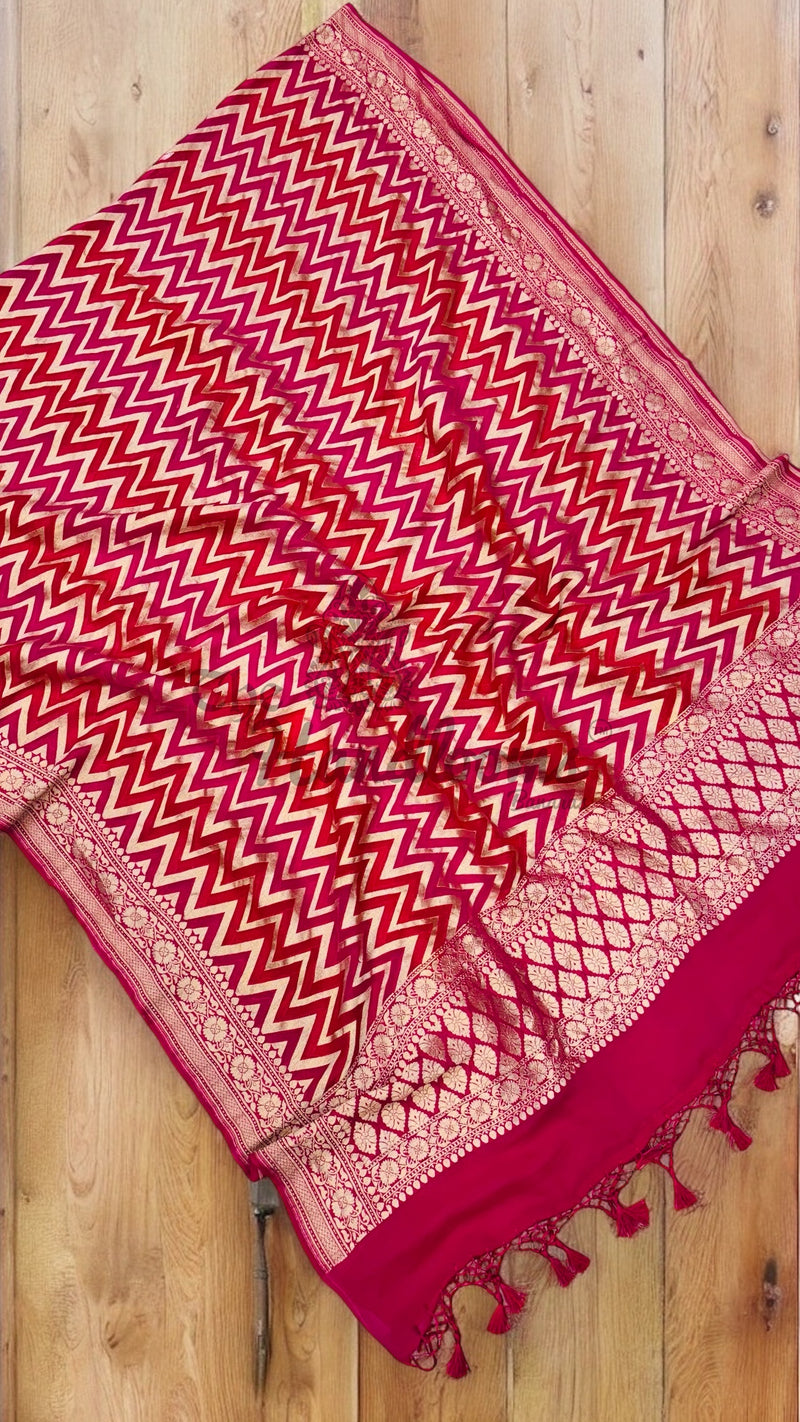 Khaddi Georgette Handloom Banarasi Dupatta - The Handlooms