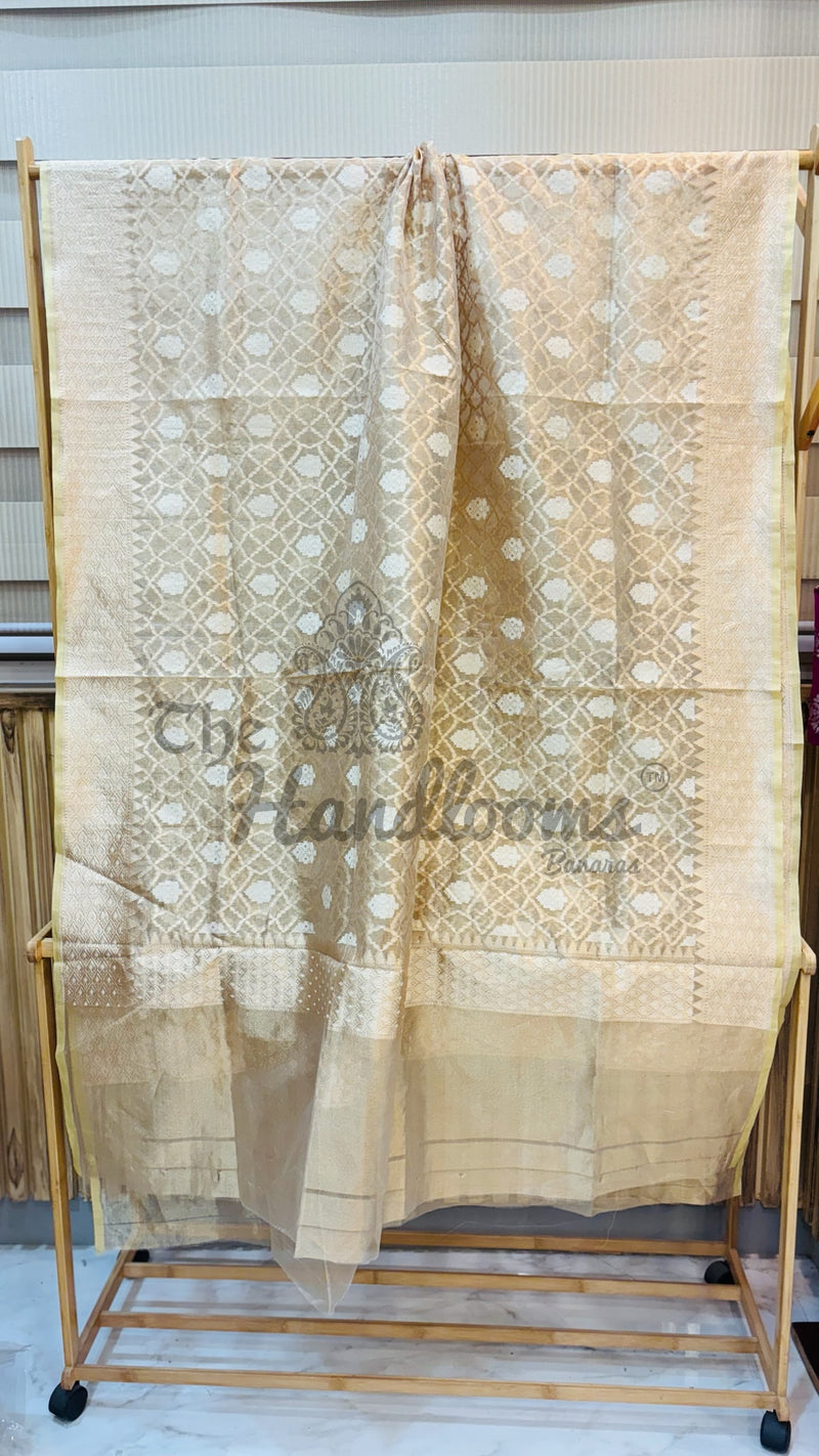 Pure Tissue Reshmi Zari Banarasi Brocade Handloom Dupatta - The Handlooms