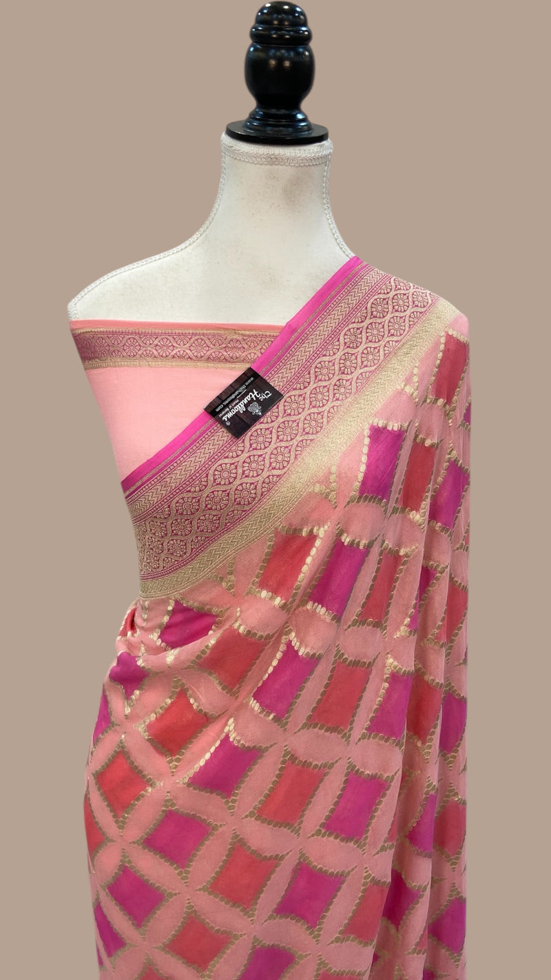 Pure Khaddi Georgette Handloom Banarasi Saree - The Handlooms