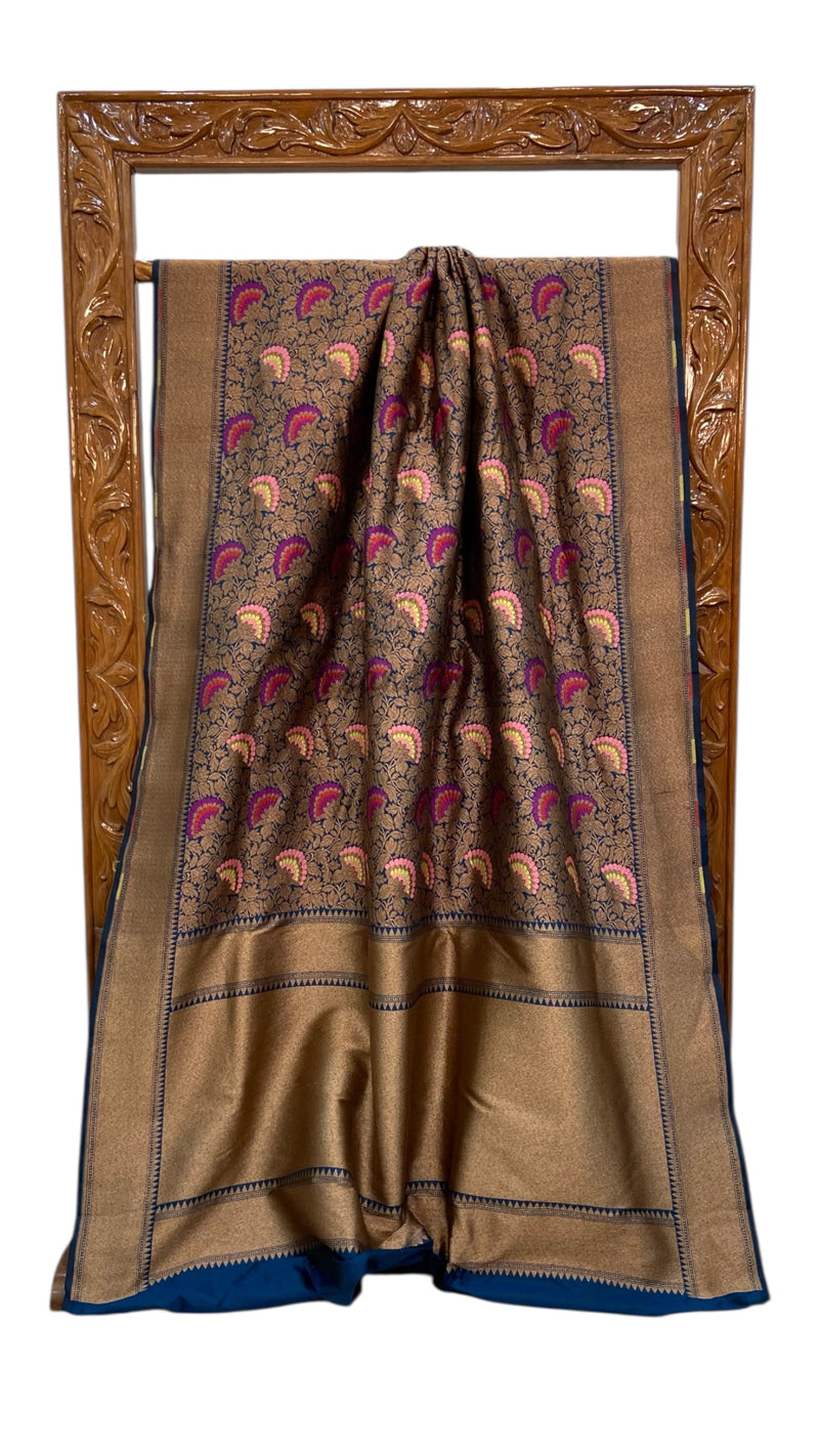 Regal Pure Katan Silk Banarasi Saree – Handwoven Tanchui Brocade - The Handlooms