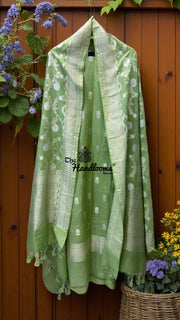 Pure Moonga Georgette Banarasi Dress Material - The Handlooms