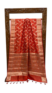 Pure Dupion Silk Banarasi Saree - Gold Zari - The Handlooms