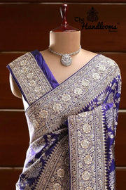 Pure Katan Silk Banarasi Handloom Saree with Zardozi Gota Patti Handwork - The Handlooms