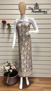 Pure Khaddi Georgette Handloom Banarasi Dress Material With Katdana,Zardozi,Stone,Diamond,Dapka - The Handlooms