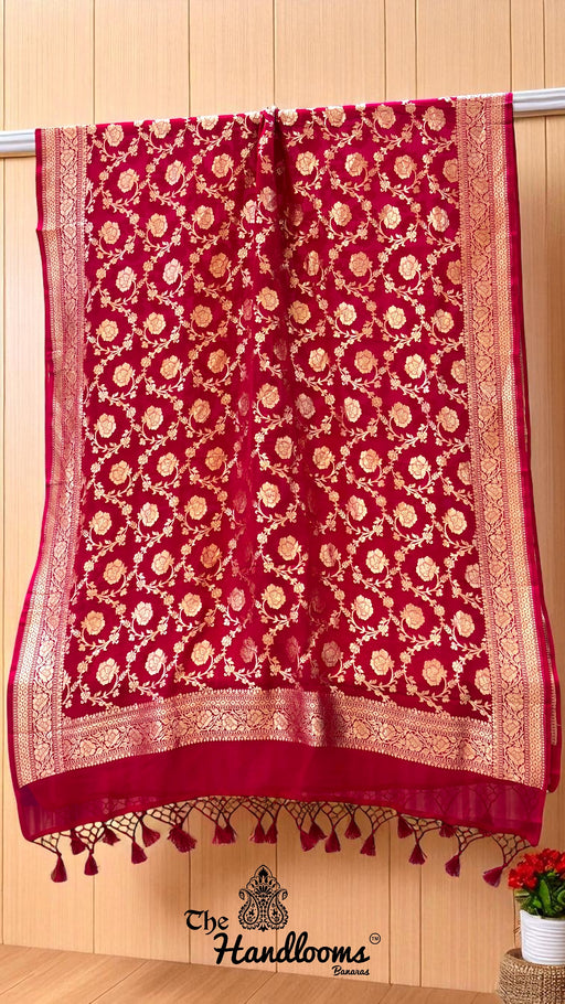 Pure Khaddi Georgette Dupatta - water zari - The Handlooms