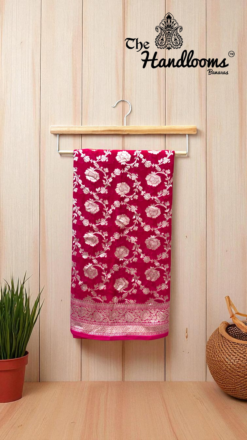 Pure Khaddi Georgette Dupatta - water zari - The Handlooms