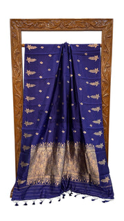 Pure Mango Silk Banarasi Handloom Saree All Over Kadua Motifs - The Handlooms