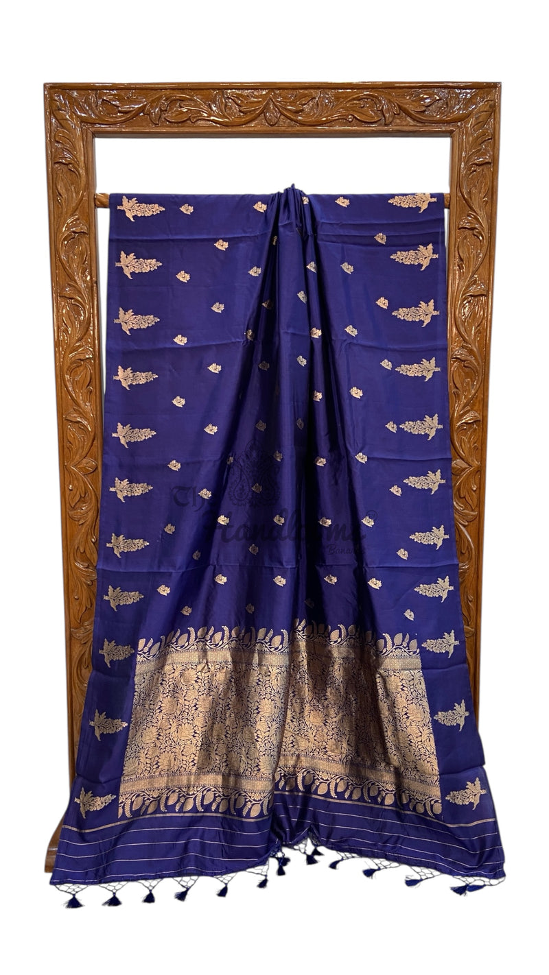 Pure Mango Silk Banarasi Handloom Saree All Over Kadua Motifs - The Handlooms