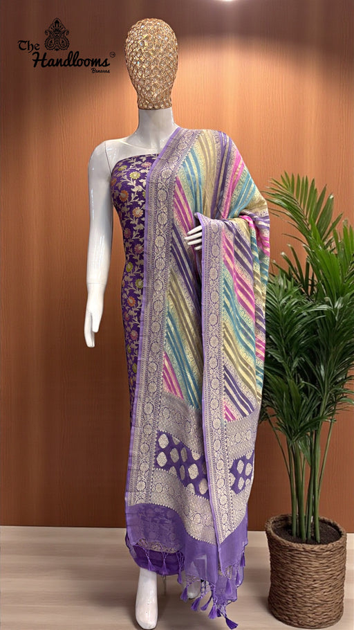 Rangkat Pure Khaddi Georgette Banarasi Dress material - The Handlooms