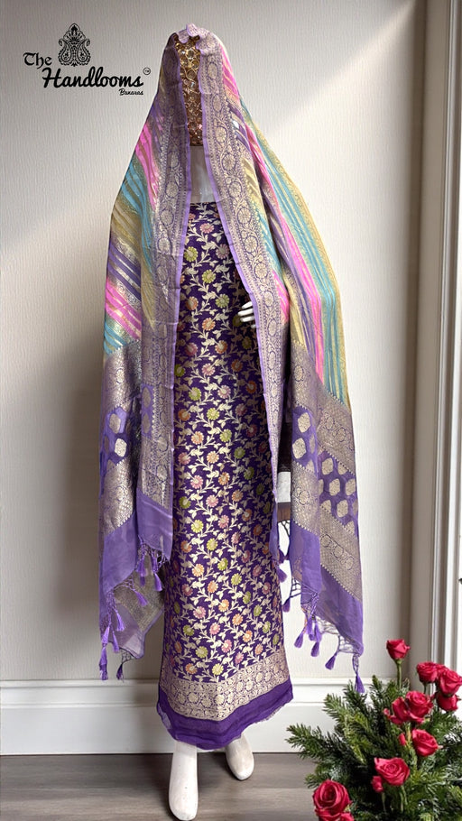 Rangkat Pure Khaddi Georgette Banarasi Dress material - The Handlooms