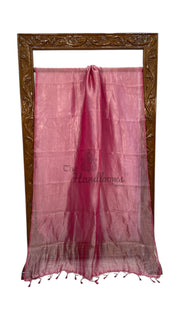 Hot Pink Pure Kora Handloom Banarasi Saree - Plain - The Handlooms