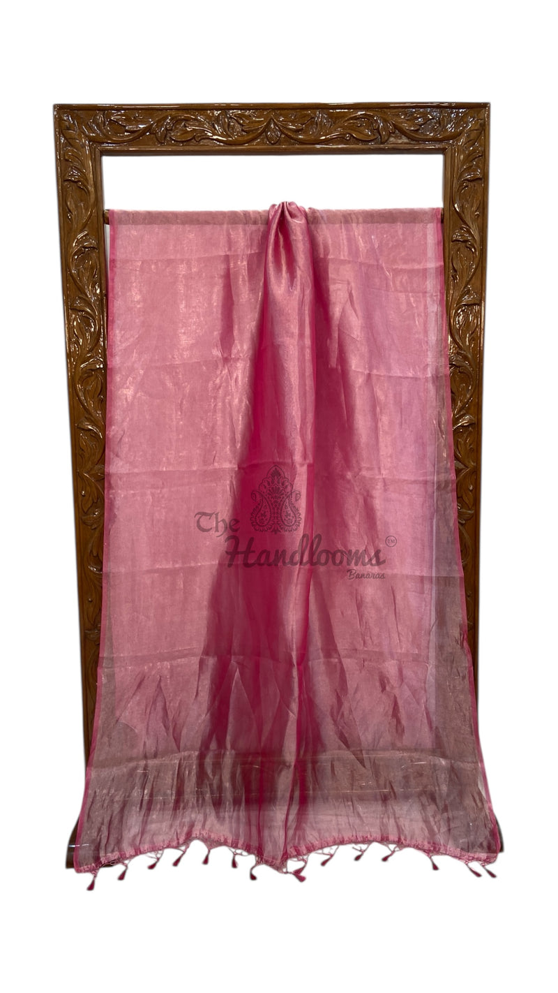 Hot Pink Pure Kora Handloom Banarasi Saree - Plain - The Handlooms