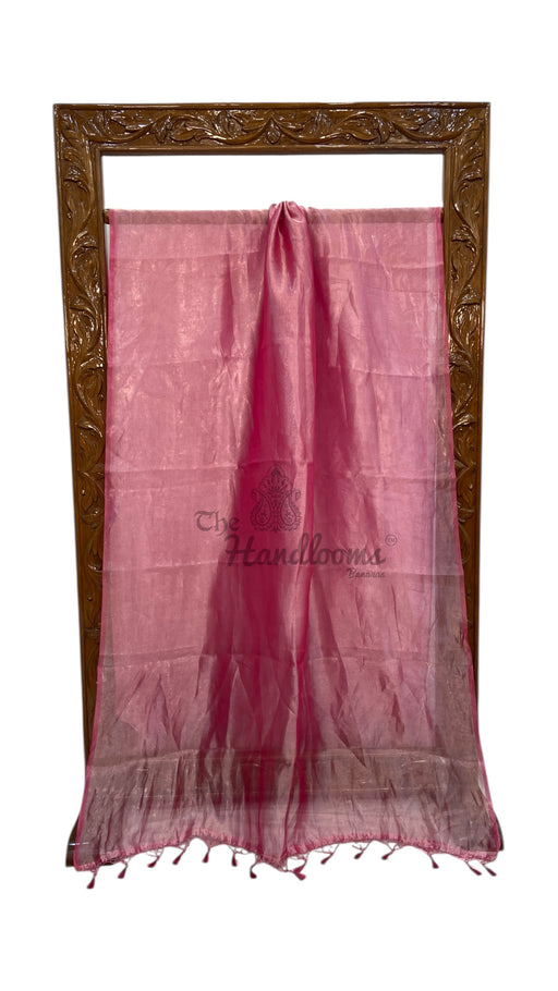 Hot Pink Pure Kora Handloom Banarasi Saree - Plain - The Handlooms