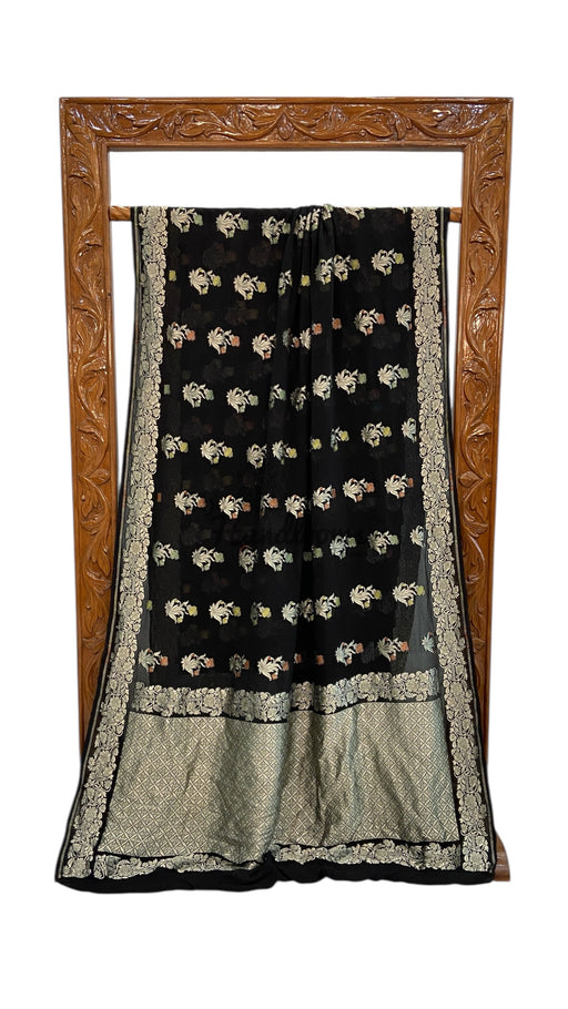 Khaddi Georgette Handloom Banarasi Saree - All Over Jaal Work With Meenakari - The Handlooms