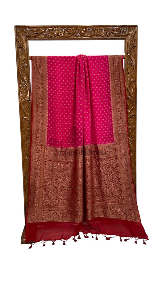 Khaddi Georgette Handloom Banarasi Saree -  Antique zari - The Handlooms