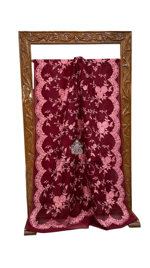 Pure Organza Chikankari Handloom Banarasi Saree - The Handlooms