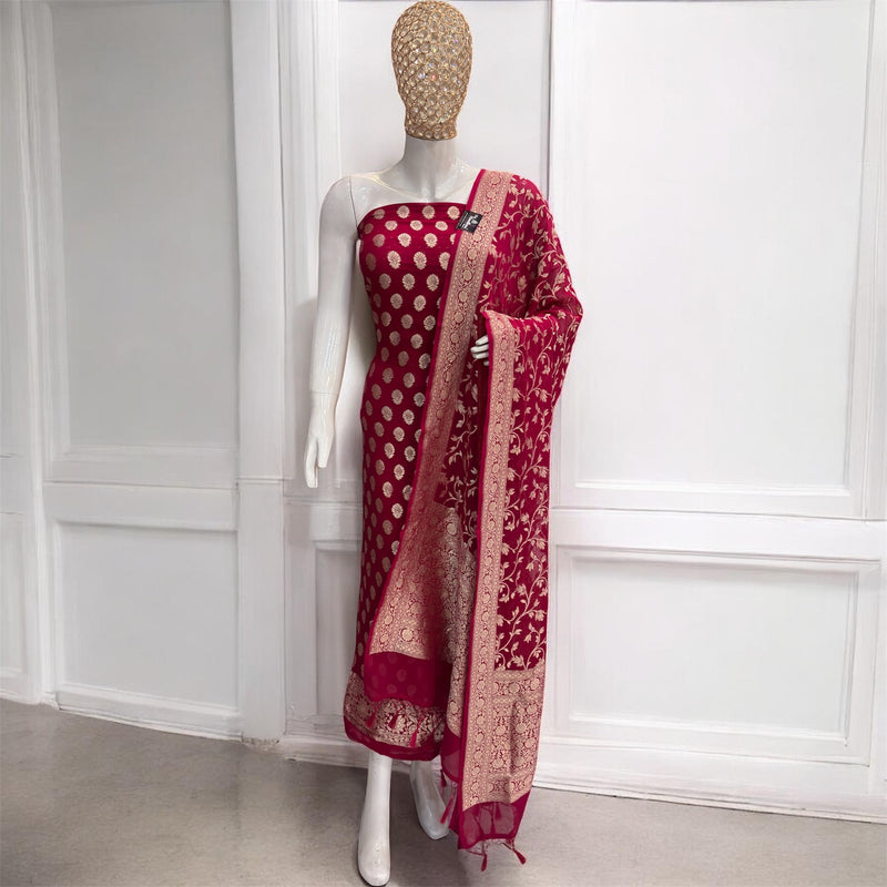 Khaddi Georgette Banarasi Dress material Water Zari - The Handlooms