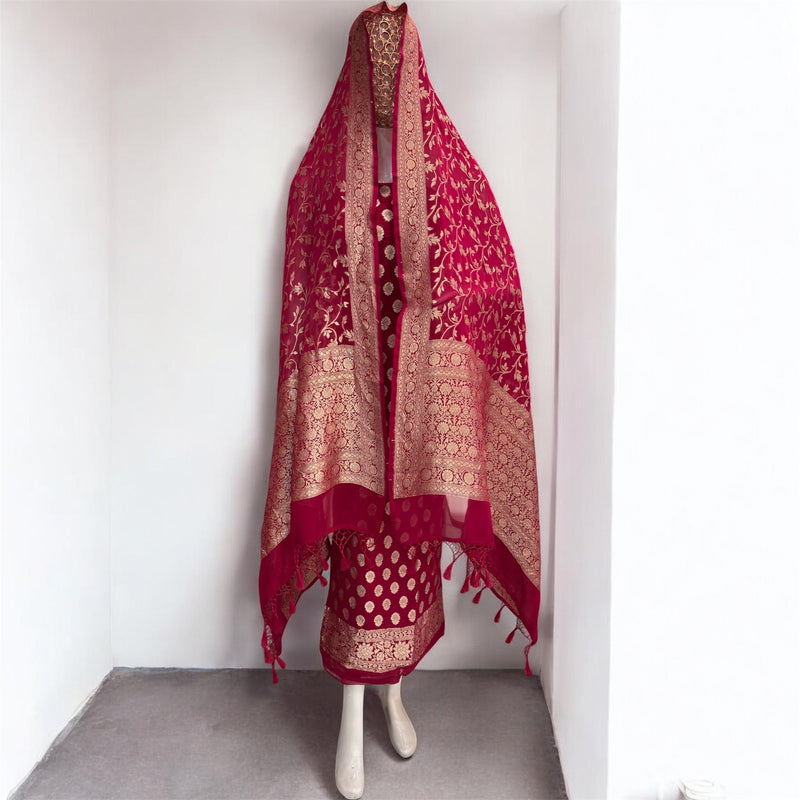 Khaddi Georgette Banarasi Dress material Water Zari - The Handlooms