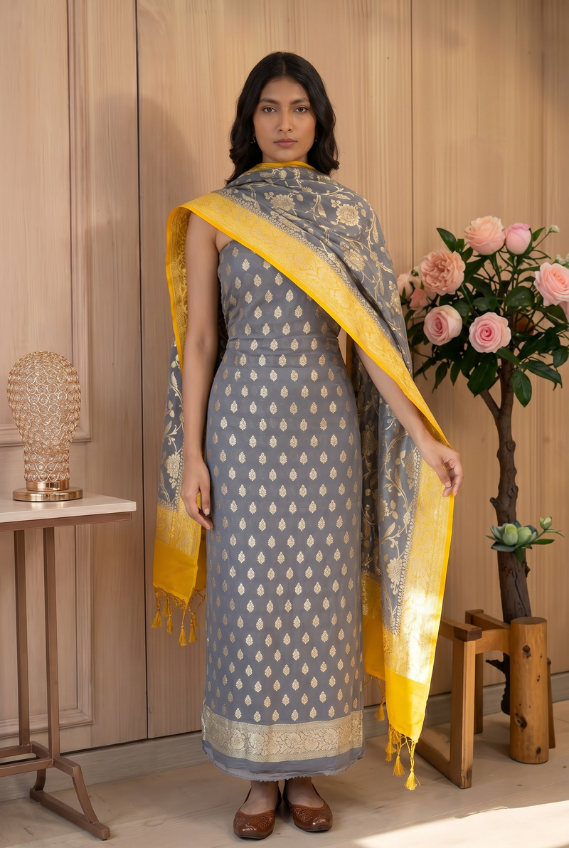 Khaddi Georgette Banarasi Dress material - The Handlooms