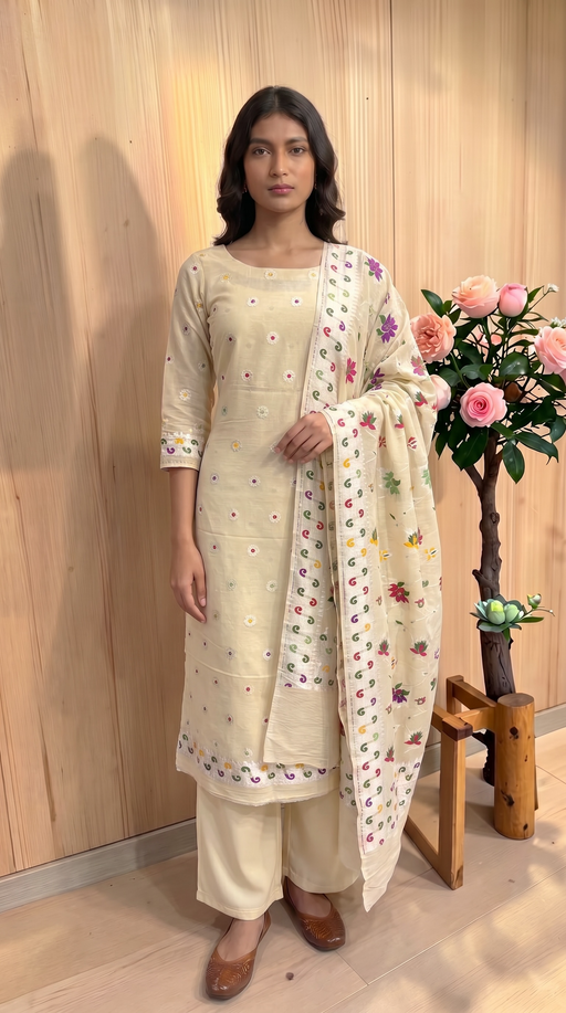 Pure Moonga Georgette Banarasi Dress Material - The Handlooms