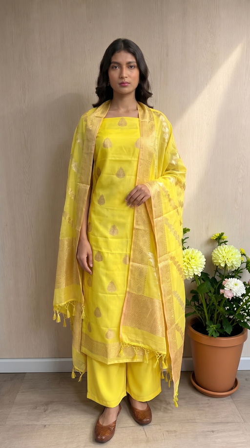 Pure Katan Silk Handlooms Banarasi Dress material - The Handlooms