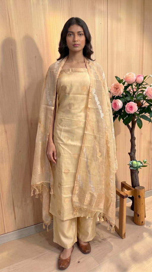 Pure Katan Silk Handlooms Banarasi Dress material - The Handlooms