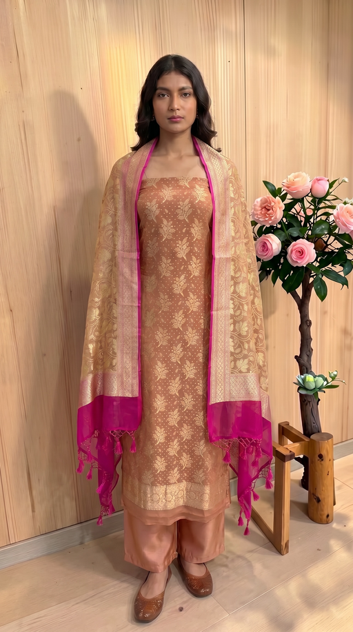 Khaddi Georgette Banarasi Dress material - The Handlooms