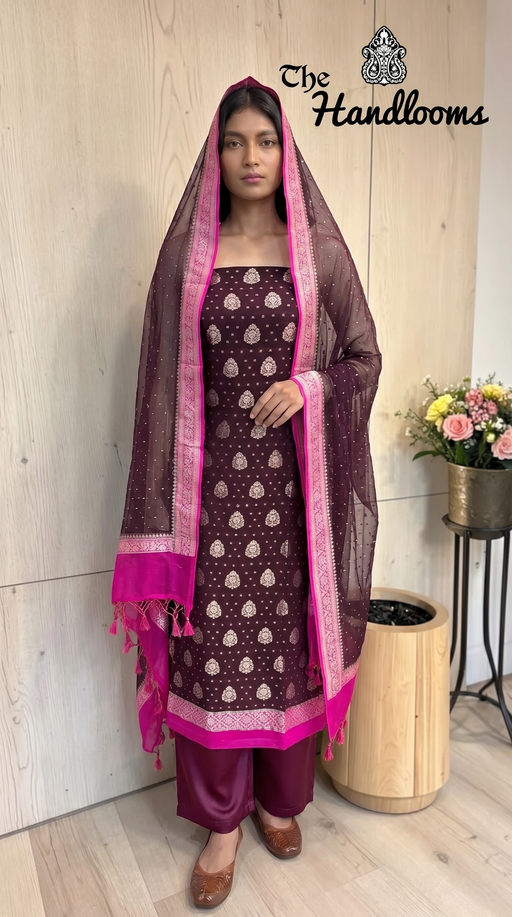 Khaddi Georgette Banarasi Dress material - The Handlooms