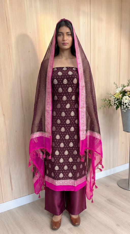 Khaddi Georgette Banarasi Dress material - The Handlooms